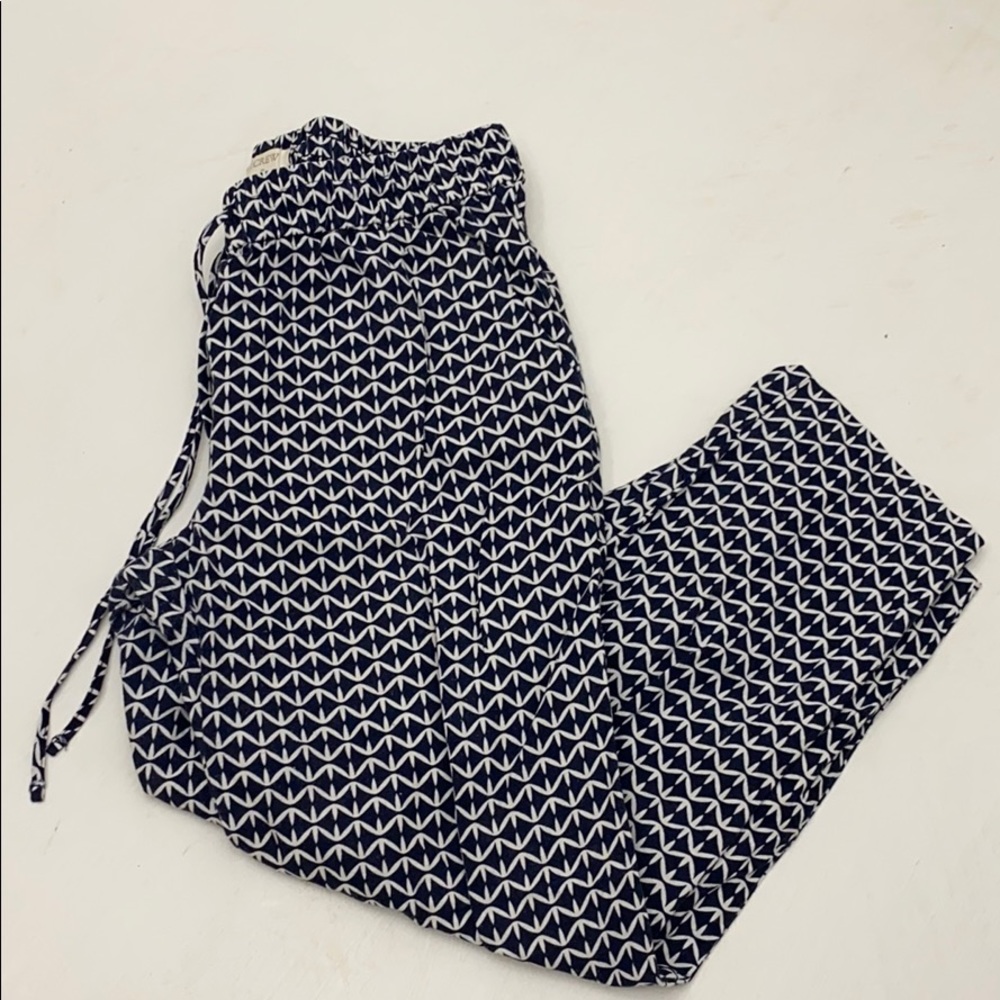 J.Crew Navy Pattern Linen Blend Pant